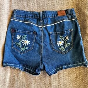 Blue Jean Shorts with Custom Back Pocket Embroidery